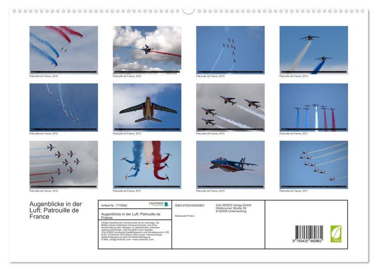Produktbild: Augenblicke in der Luft: Patrouille de France (hochwertiger Premium Wandkalender 2025 DIN A2 quer), Kunstdruck in Hochglanz