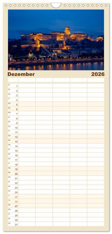Produktbild: Familienplaner 2026 - KAISERLICHES BUDAPEST mit 5 Spalten (Wandkalender, 21 x 45 cm) CALVENDO