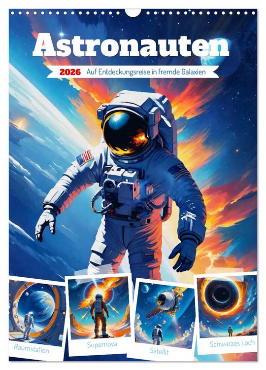 Produktbild: Astronauten. Auf Entdeckungsreise in fremde Galaxien (Wandkalender 2026 DIN A3 hoch), CALVENDO Monatskalender