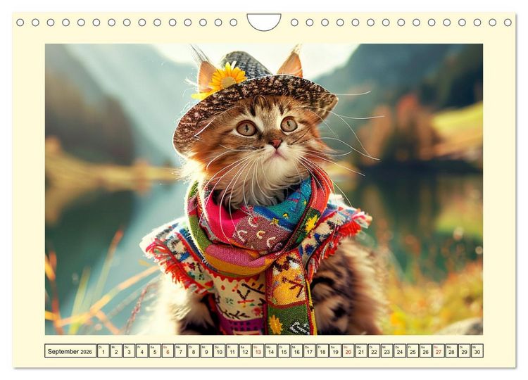 Produktbild: Katzen-Divas beim alpinen Fotoshoot. Extravagante Katzenmode (Wandkalender 2026 DIN A4 quer), CALVENDO Monatskalender