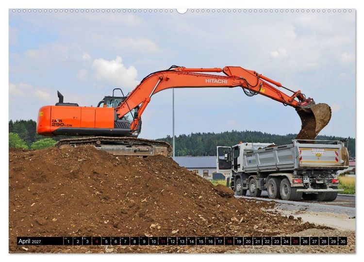 Produktbild: Baufahrzeuge auf der Baustelle (hochwertiger Premium Wandkalender 2027 DIN A2 quer), Kunstdruck in Hochglanz