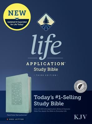 Produktbild: KJV Life Application Study Bible, Third Edition (Leatherlike, Floral Frame Teal, Indexed, Red Letter)