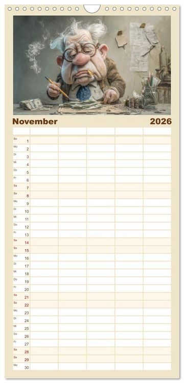 Produktbild: Familienplaner 2026 - Arbeiten bis der Rollator funkt! mit 5 Spalten (Wandkalender, 21 x 45 cm) CALVENDO