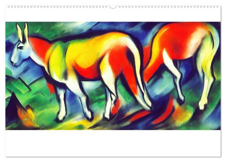 Produktbild: Bauernhoftiere, expressionistisch bunt (Wandkalender 2026 DIN A2 quer), CALVENDO Monatskalender