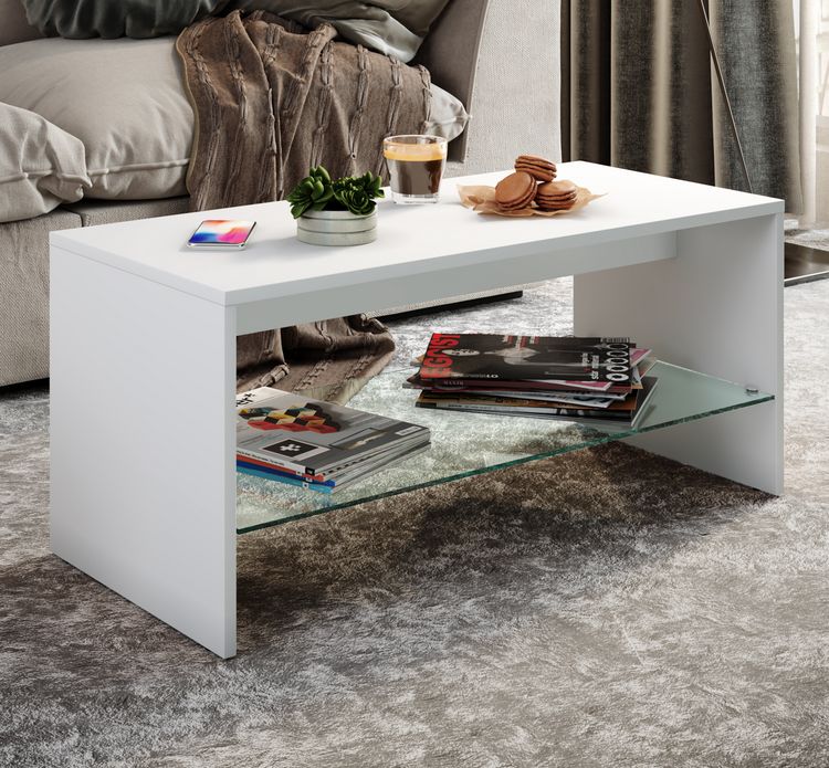 Produktbild: Holz Sofatisch Couchtisch Glas Wisal