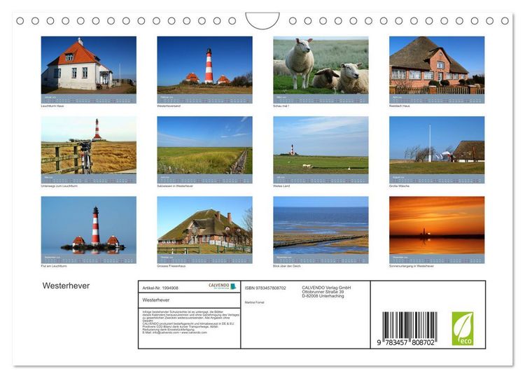 Produktbild: Westerhever (Wandkalender 2026 DIN A4 quer), CALVENDO Monatskalender