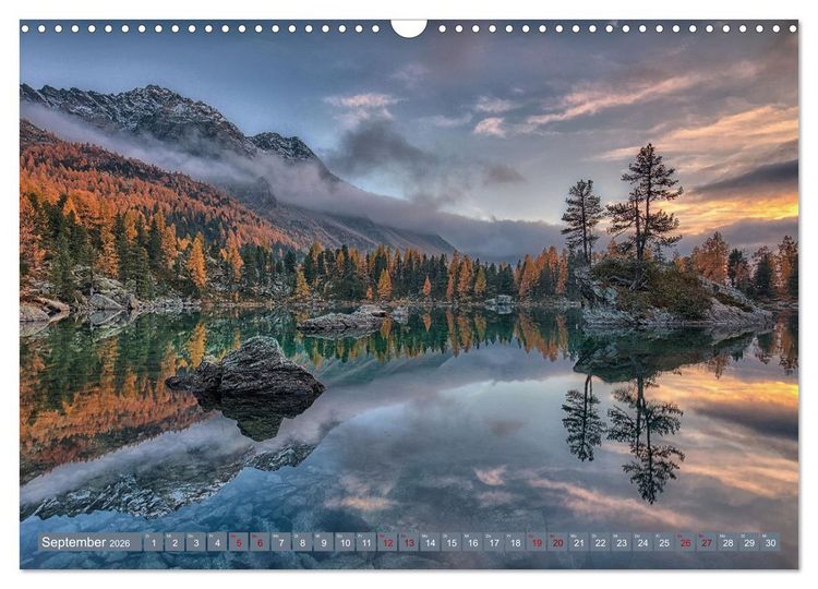 Produktbild: Bergstille - Landschaften, die ber&uuml;hren (Wandkalender 2026 DIN A3 quer), CALVENDO Monatskalender