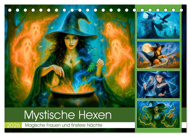 Produktbild: Mystische Hexen - Magische Frauen und finstere N&auml;chte (Tischkalender 2026 DIN A5 quer), CALVENDO Monatskalender