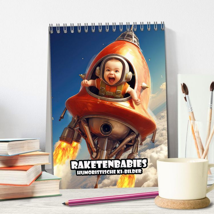 Produktbild: Raketenbabies - Humoristische KI-Bilder (Tischkalender 2026 DIN A5 hoch), CALVENDO Monatskalender