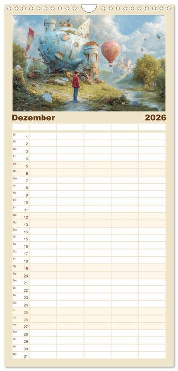 Produktbild: Familienplaner 2026 - Paradoxe fantastische Welten - M&auml;rchenhaft verspielt mit 5 Spalten (Wandkalender, 21 x 45 cm) CALVENDO