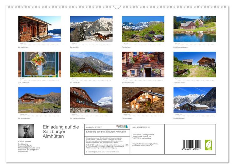 Produktbild: Einladung auf die Salzburger Almh&uuml;tten (hochwertiger Premium Wandkalender 2026 DIN A2 quer), Kunstdruck in Hochglanz