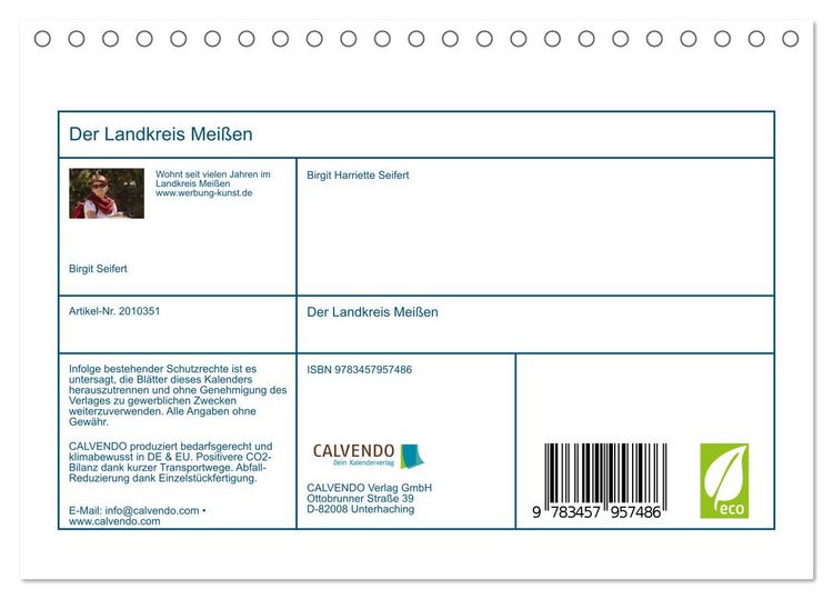 Produktbild: Der Landkreis Mei&szlig;en (Tischkalender 2026 DIN A5 quer), CALVENDO Monatskalender