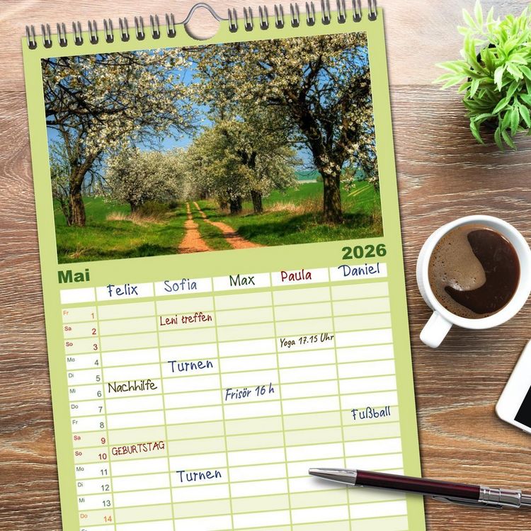 Produktbild: Familienplaner 2026 - Harz Landschaften mit 5 Spalten (Wandkalender, 21 x 45 cm) CALVENDO