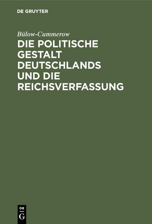 Produktbild: Die politische Gestalt Deutschlands und die Reichsverfassung