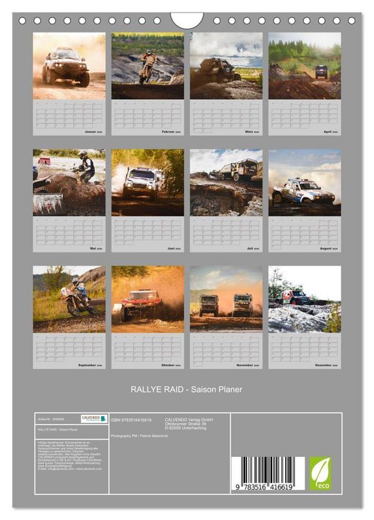 Produktbild: RALLYE RAID - Saison Planer (Wandkalender 2026 DIN A4 hoch), CALVENDO Monatskalender