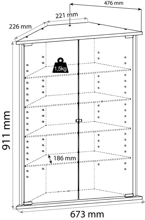 Produktbild: Holz Glas Eckvitrine Vitrine Sammelvitrine Jecka L