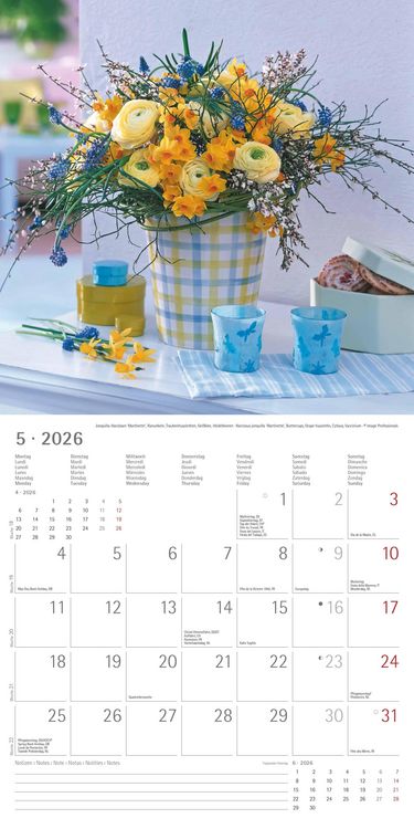 Produktbild: Alpha Edition - Blumenträume 2026 Broschürenkalender, 30x30cm, Wandkalender mit Platz für Notizen und Termine, hochwertige Bildmotive, Mondphasen, Mon