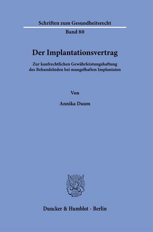 Produktbild: Der Implantationsvertrag