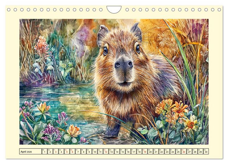 Produktbild: Wasserschweine. Bezaubernde Capybaras in der Natur (Wandkalender 2026 DIN A4 quer), CALVENDO Monatskalender