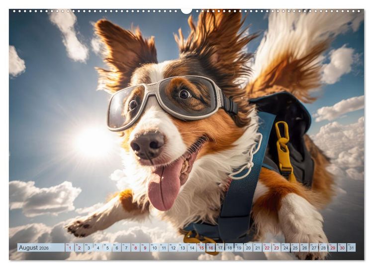 Produktbild: Hunde Skydiving (Wandkalender 2026 DIN A2 quer), CALVENDO Monatskalender