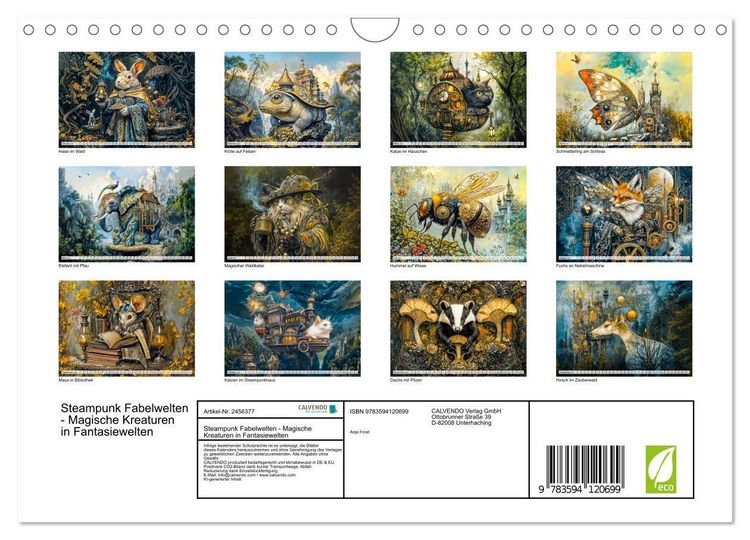 Produktbild: Steampunk Fabelwelten - Magische Kreaturen in Fantasiewelten (Wandkalender 2027 DIN A4 quer), CALVENDO Monatskalender
