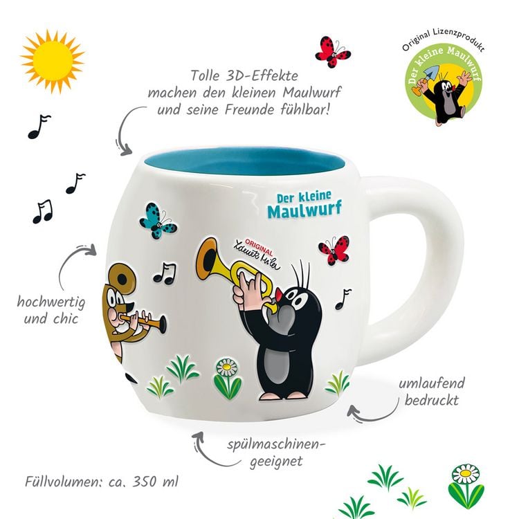 Produktbild: Tr&ouml;tsch Der kleine Maulwurf 3D Porzellantasse Lieblingstasse Musik