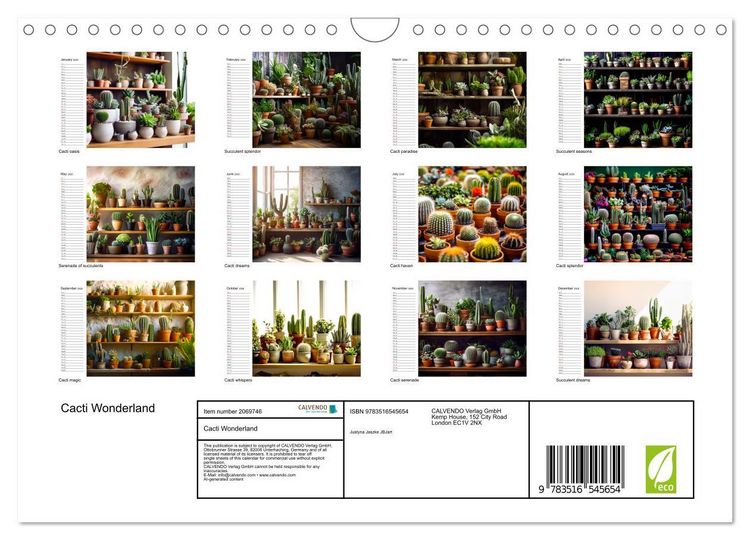 Produktbild: Cacti Wonderland (Wall Calendar 2026 DIN A4 landscape), CALVENDO 12 Month Wall Calendar