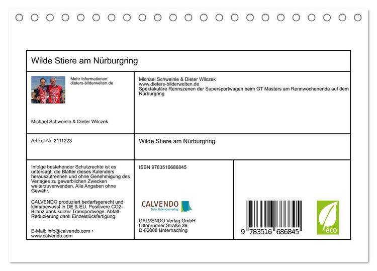 Produktbild: Wilde Stiere am N&uuml;rburgring (Tischkalender 2026 DIN A5 quer), CALVENDO Monatskalender