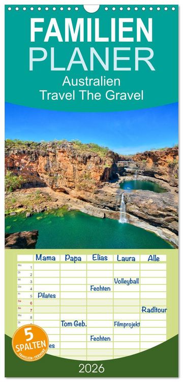 Produktbild: Familienplaner 2026 - Australien - Travel The Gravel mit 5 Spalten (Wandkalender, 21 x 45 cm) CALVENDO