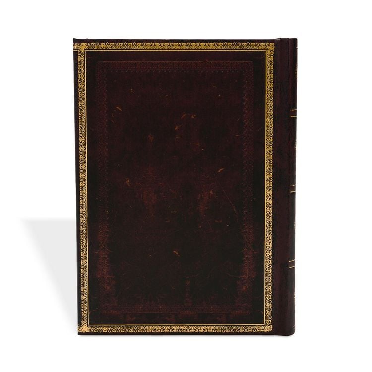 Produktbild: Hardcover Notizbuch Schwarzes Marokkoleder, Midi, Liniert
