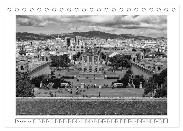 Produktbild: Barcelona Photografien in Schwarz / Wei&szlig; (Tischkalender 2026 DIN A5 quer), CALVENDO Monatskalender