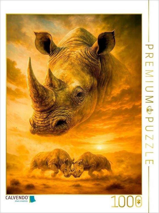 Produktbild: CALVENDO Puzzle Urgewalt Afrikas - Breitmaulnashorn im Portr&auml;t | 1000 Teile Lege-Gr&ouml;&szlig;e 64x48cm Foto-Puzzle f&uuml;r gl&uuml;ckliche Stunden