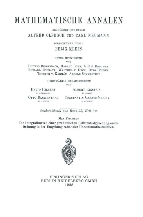 Produktbild: Die Integralkurven einer gew&ouml;hnlichen Differentialgleichung erster Ordnung in der Umgebung rationaler Unbestimmtheitsstellen