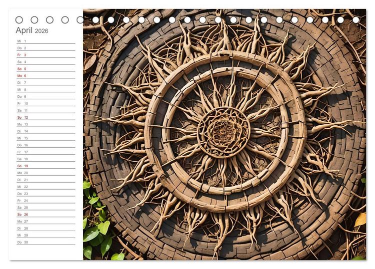 Produktbild: Natural Mandalas - Kraftvolle KI Mandalas aus Naturmaterialien (Tischkalender 2026 DIN A5 quer), CALVENDO Monatskalender