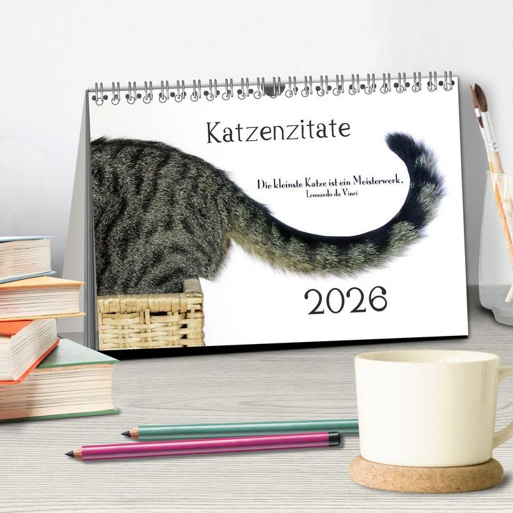 Produktbild: Katzenzitate 2026 (Tischkalender 2026 DIN A5 quer), CALVENDO Monatskalender