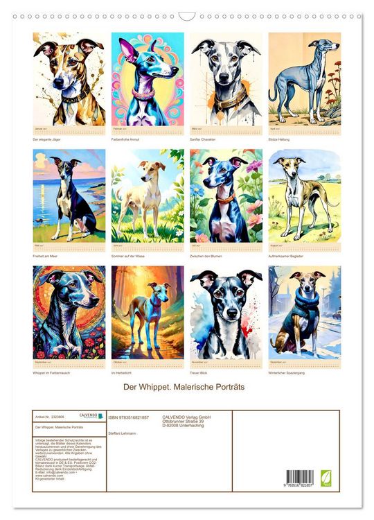 Produktbild: Der Whippet. Malerische Portr&auml;ts (Wandkalender 2027 DIN A2 hoch), CALVENDO Monatskalender