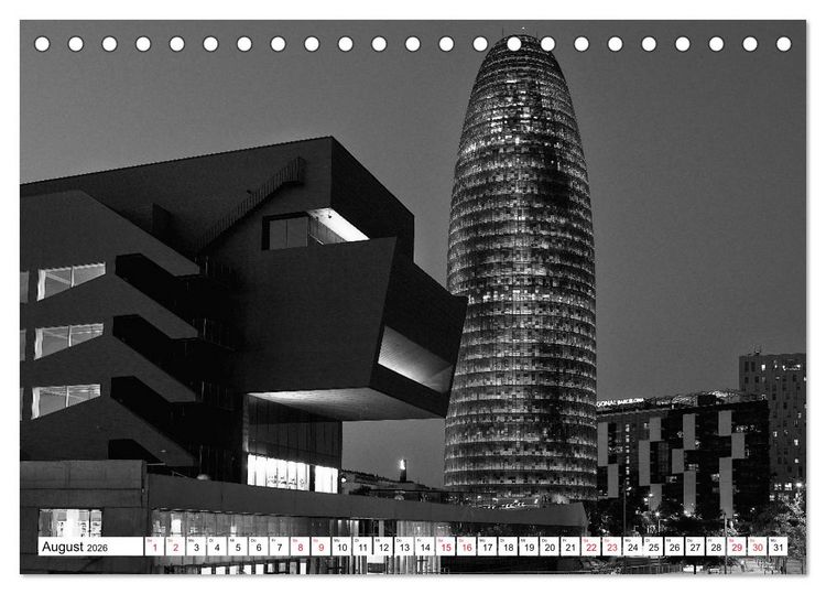 Produktbild: Barcelona Schwarz / Wei&szlig; Impressionen (Tischkalender 2026 DIN A5 quer), CALVENDO Monatskalender