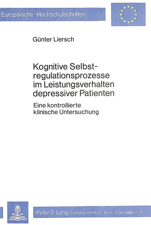 Produktbild: Kognitive Selbstregulationsprozesse im Leistungsverhalten depressiver Patienten