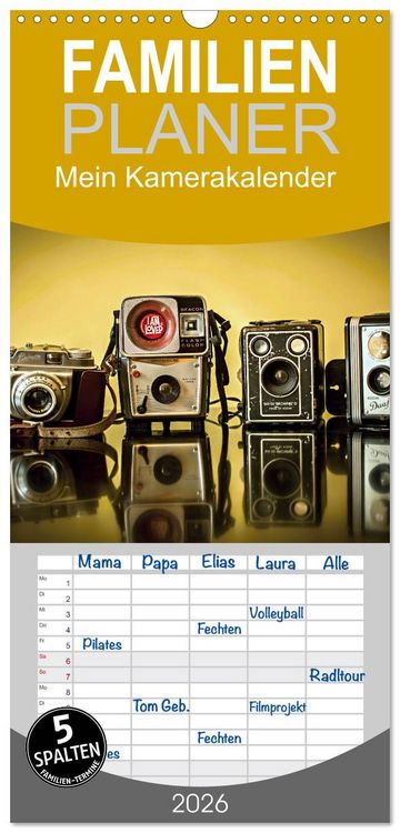 Produktbild: Familienplaner 2026 - Mein Kamerakalender mit 5 Spalten (Wandkalender, 21 x 45 cm) CALVENDO