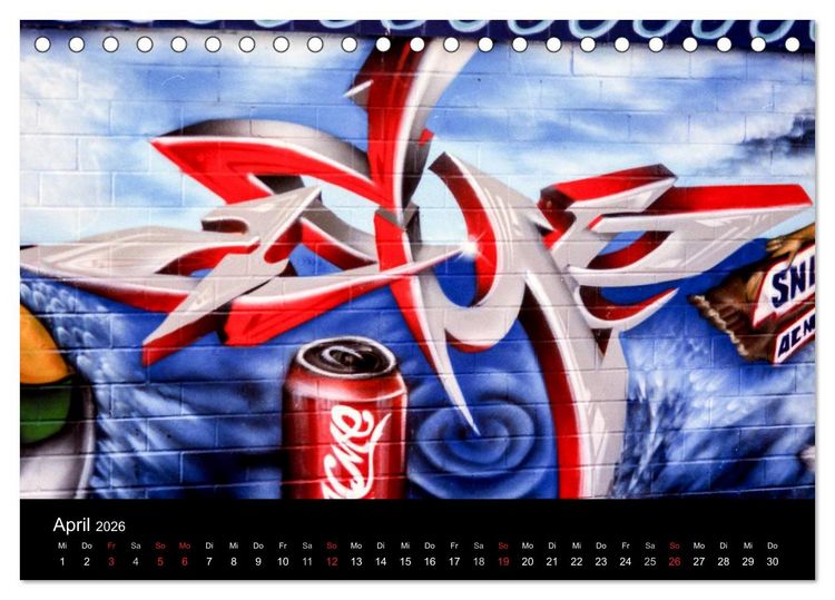 Produktbild: Graffiti - Kunst aus der Dose (Tischkalender 2026 DIN A5 quer), CALVENDO Monatskalender