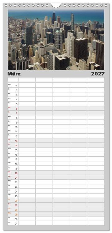 Produktbild: Familienplaner 2027 - beeindruckendes Chicago mit 5 Spalten (Wandkalender, 21 x 45 cm) CALVENDO