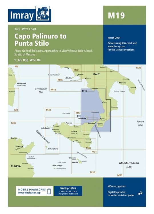 Produktbild: M19 Capo Palinuro to Punta Stilo, Imray Chart