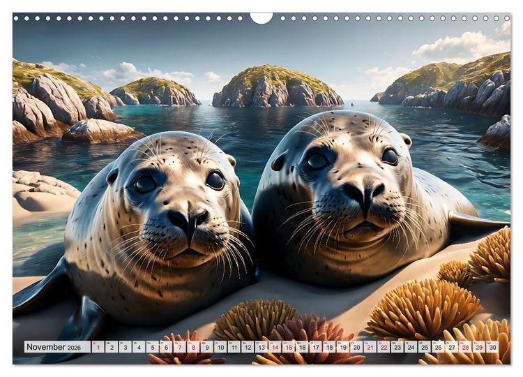 Produktbild: Freche Seehunde (Wandkalender 2026 DIN A3 quer), CALVENDO Monatskalender