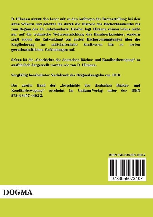 Produktbild: Geschichte der deutschen B&auml;cker- und Konditorbewegung, Erster Band