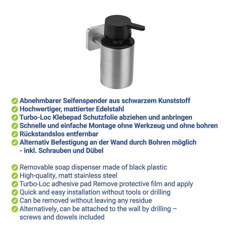 Produktbild: Turbo-Loc&reg; Seifenspender Mod. Porto Matt, Befestigen ohne Bohren