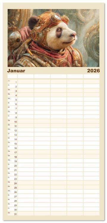 Produktbild: Familienplaner 2026 - Dieselpunk - Portraits von Menschen und Tieren mit 5 Spalten (Wandkalender, 21 x 45 cm) CALVENDO