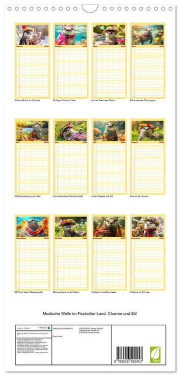 Produktbild: Familienplaner 2026 - Modische Welle im Fischotter-Land. Charme und Stil mit 5 Spalten (Wandkalender, 21 x 45 cm) CALVENDO
