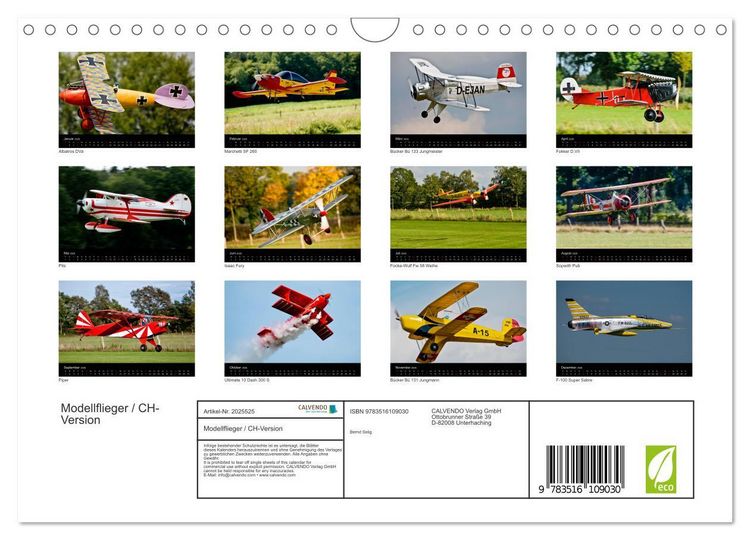 Produktbild: Modellflieger / CH-Version (Wandkalender 2026 DIN A4 quer), CALVENDO Monatskalender