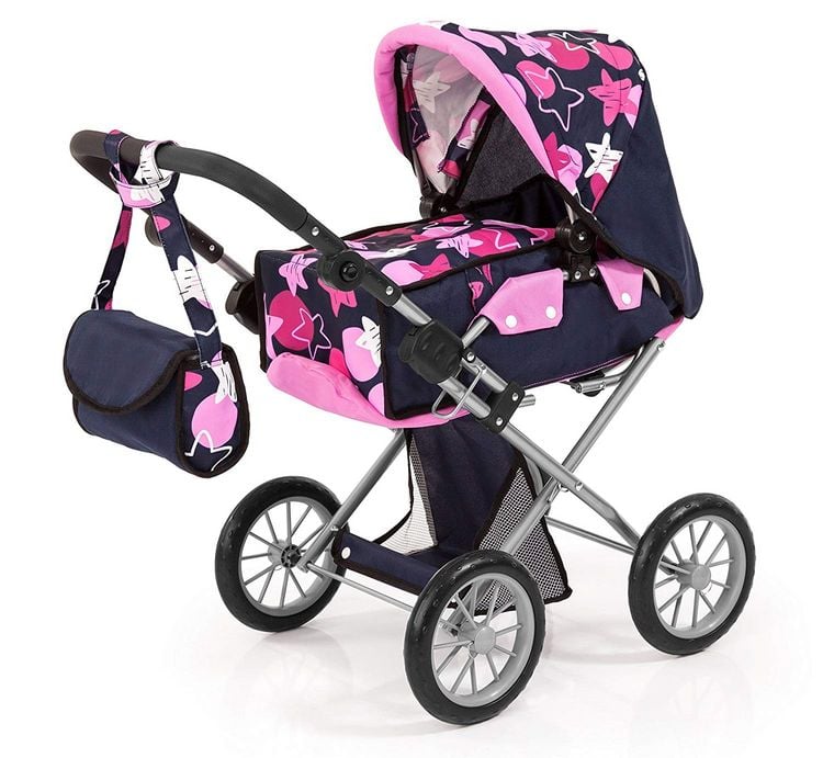 Produktbild: Puppenwagen City Star Sterne blau/rosa 72,5x37x65cm
