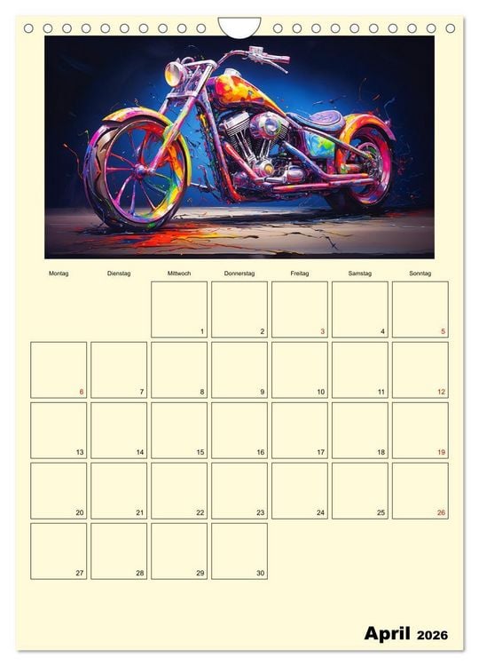 Produktbild: Custom Motorcycle Paintings (Wandkalender 2026 DIN A4 hoch), CALVENDO Monatskalender